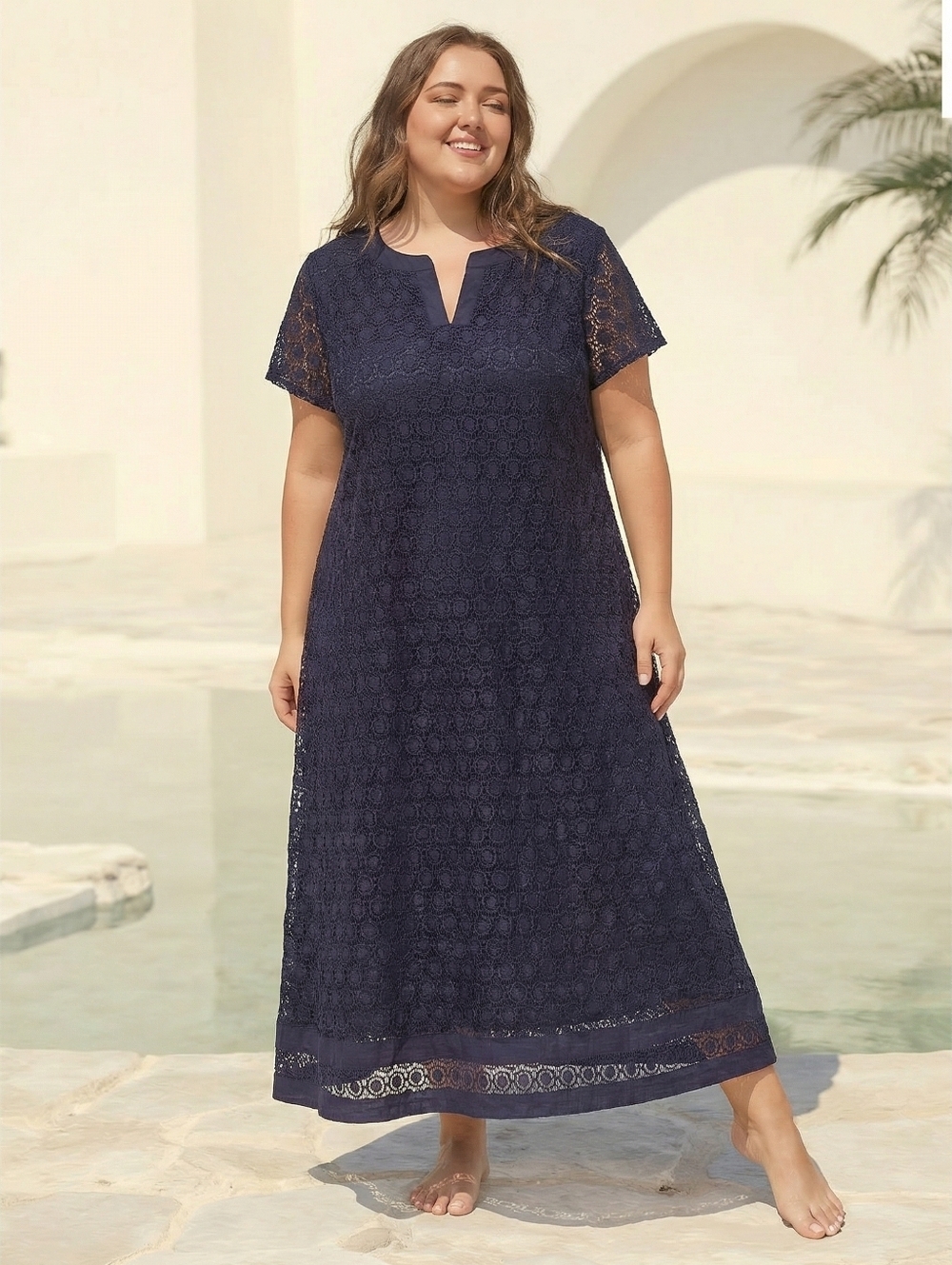 Isaac Mizrahi Live Plus Size Black Lace Overlay Maxi Dress. Sz 3X Resortwear